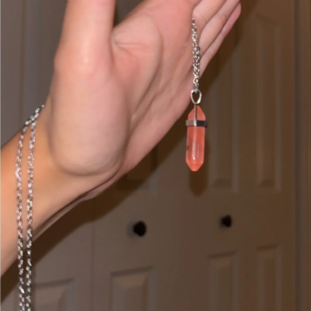 Handmade strawberry quartz necklace - Picture 2 of 5